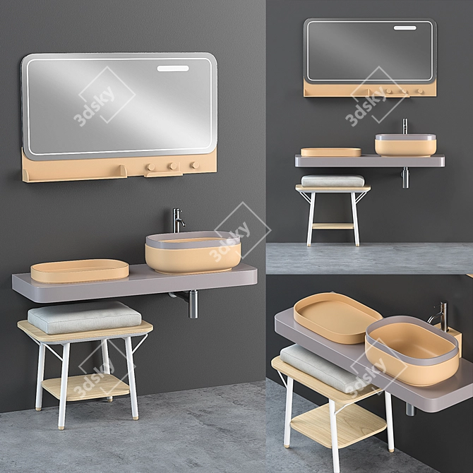 Elegant Novello Bathroom Furniture 3D model image 1