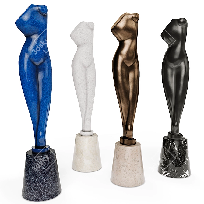 Archipenko Torso Sculpture 1914 3D model image 2