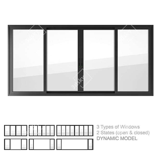 Dynamic Sliders: Customizable Windows Set 3D model image 1