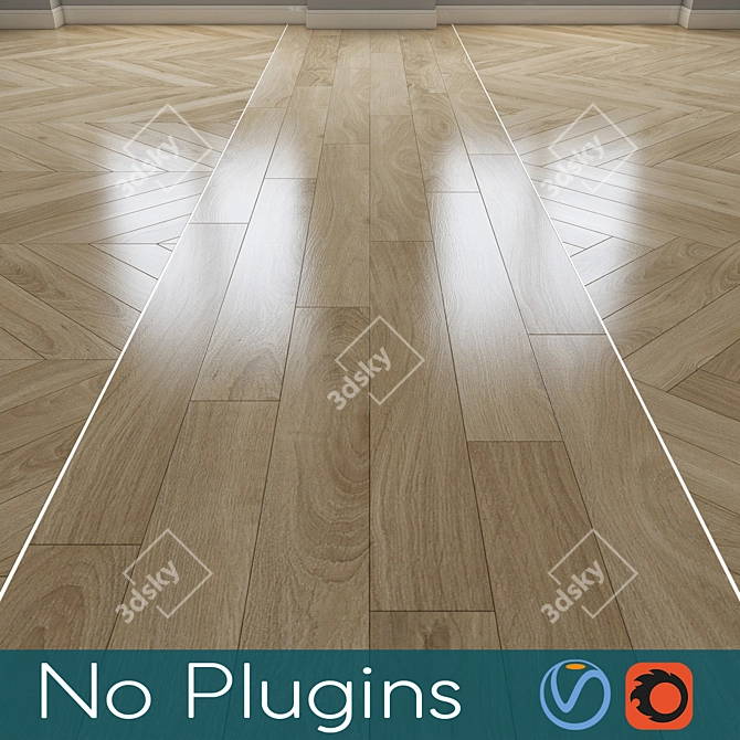 Vintage Oak Floor Texture 3D model image 1