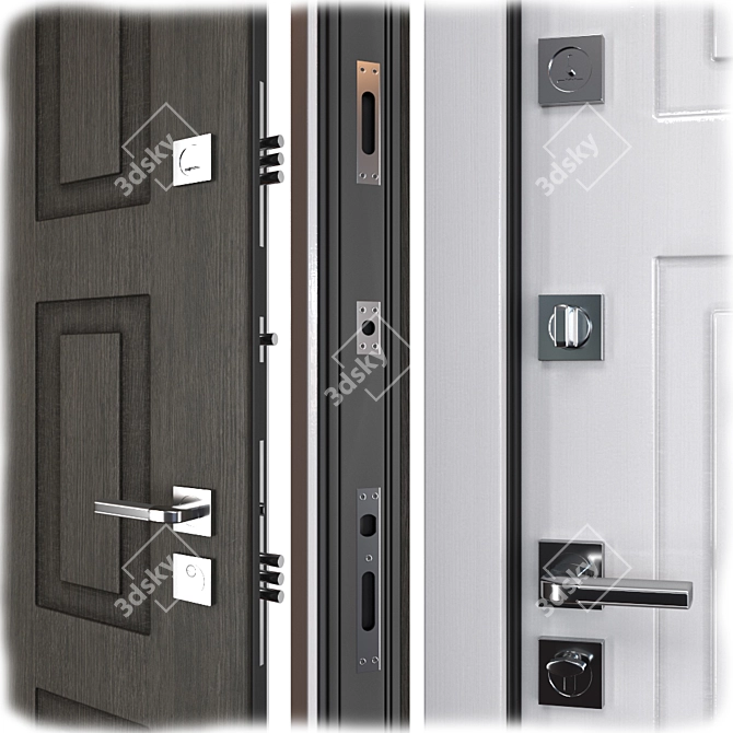 Classic 7 Metal Door with Your Frame: Elegant and Secure 3D model image 2