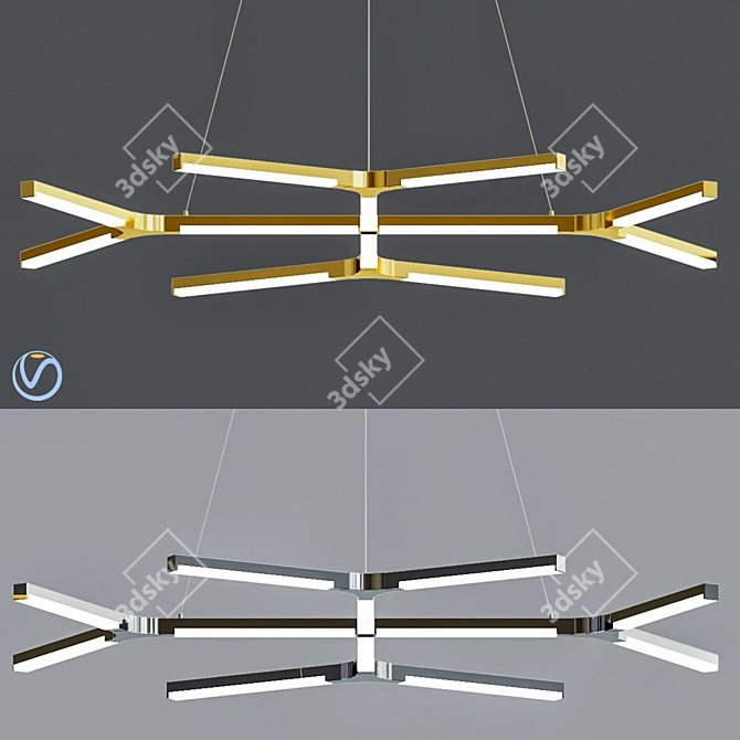 Quad Y LED Chandelier: Modern Elegance 3D model image 1