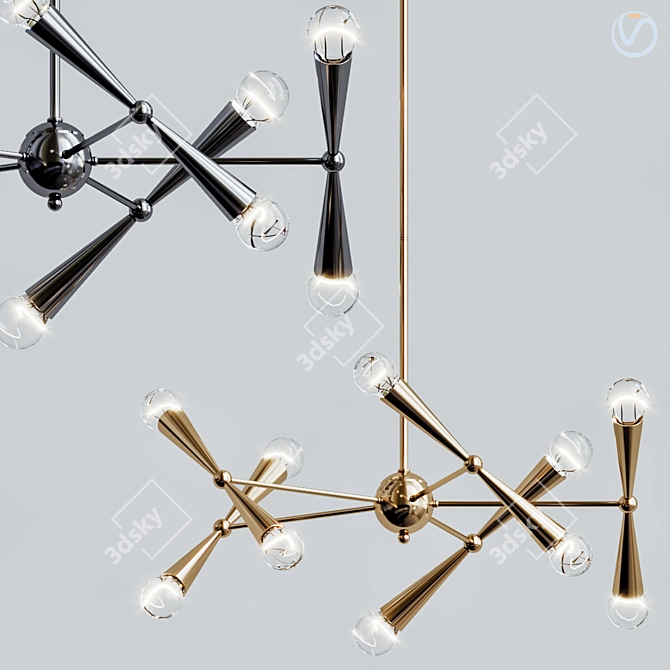 Modern Sputnik Chandelier - Polyvore 3D model image 1