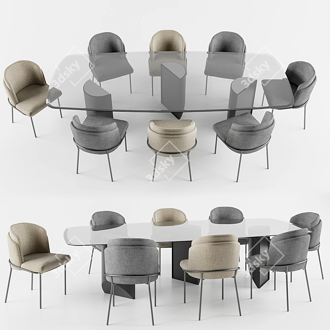 Modern Minotti Dining Set 3D model image 1