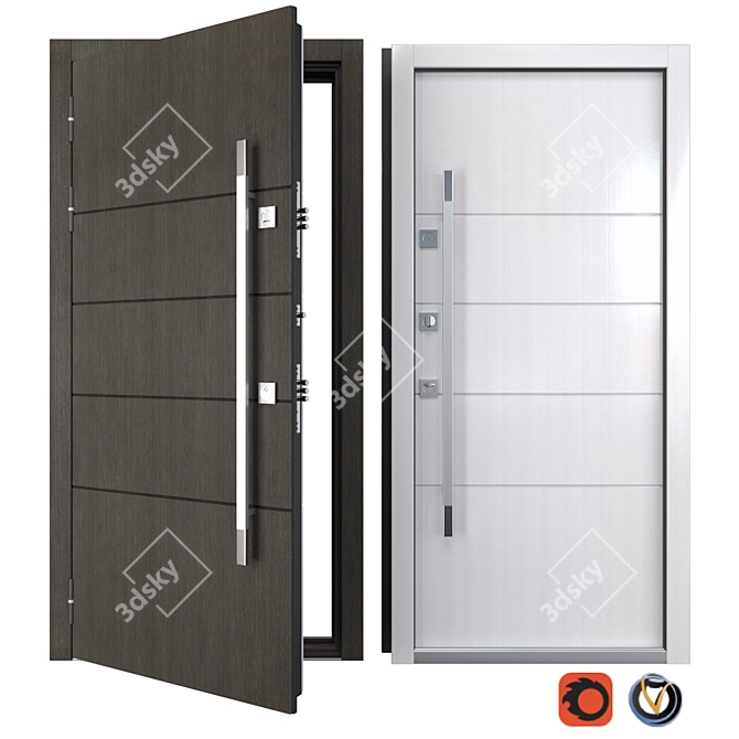 Title: Modern 1 Metal Entrance Door 3D model image 1