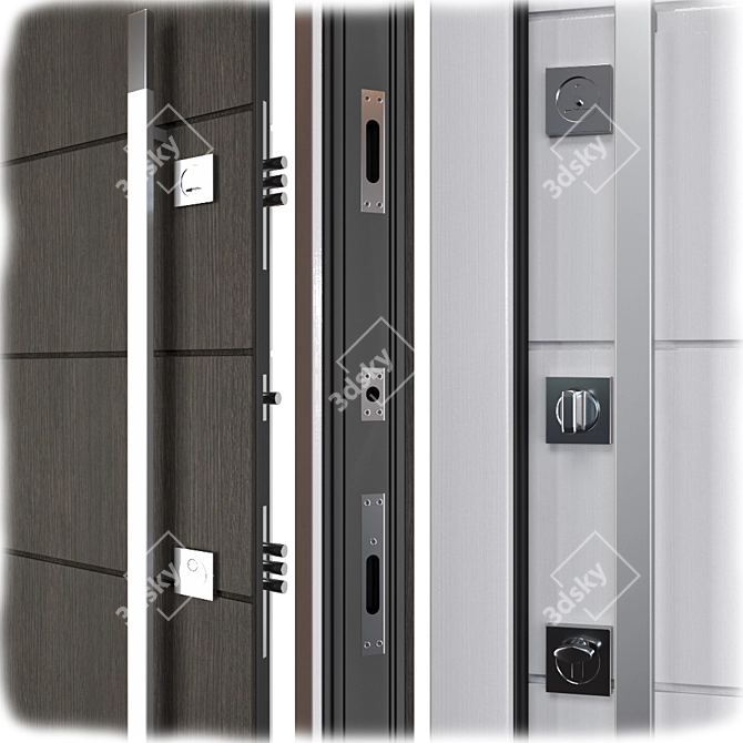 Title: Modern 1 Metal Entrance Door 3D model image 2