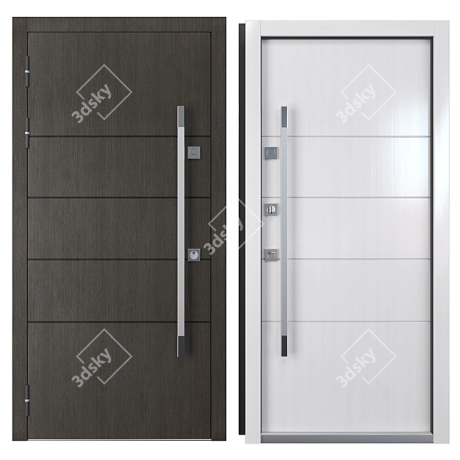 Title: Modern 1 Metal Entrance Door 3D model image 3