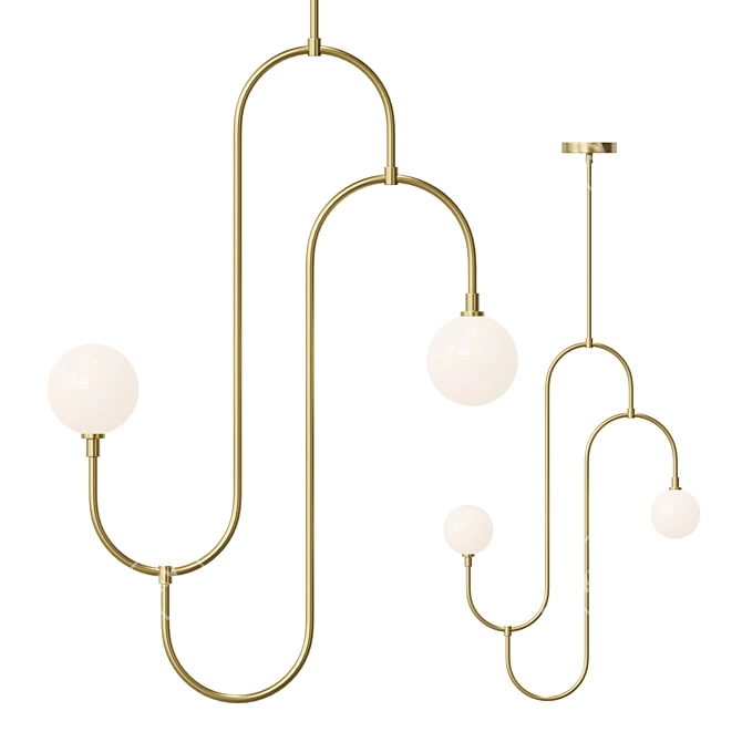 Elegant Dual Glass Pendant Lamp 3D model image 1