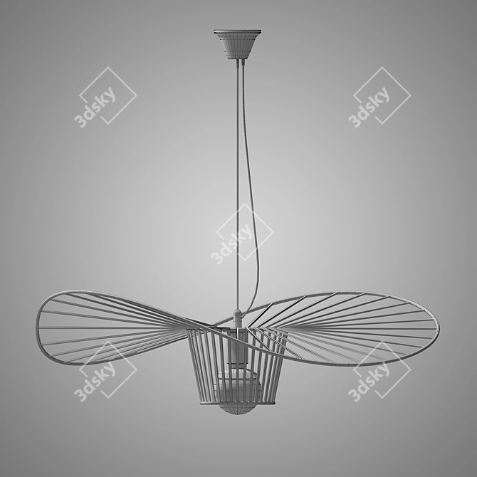 Rustic Rattan Chandelier 3D model image 2