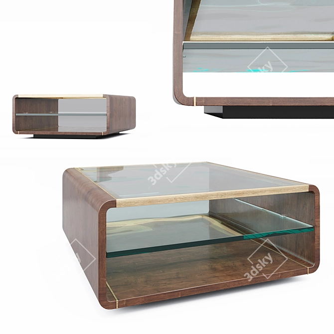 Sleek Bentwood Coffee Table 3D model image 1