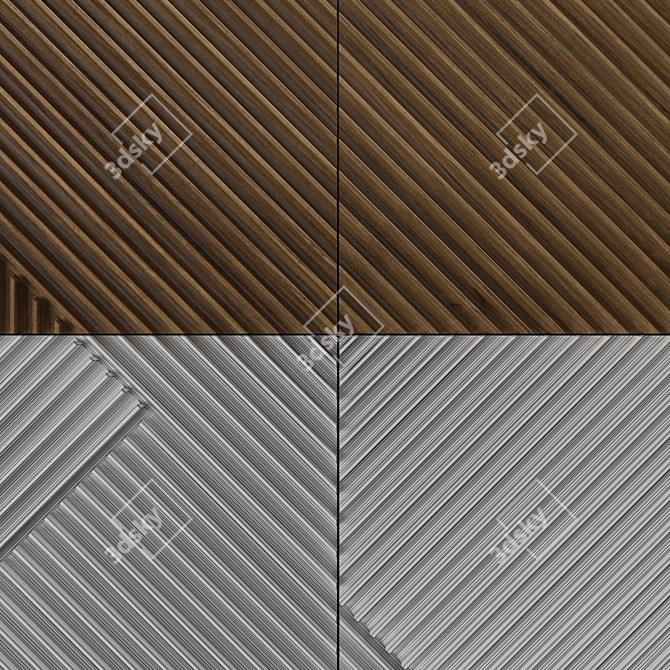 Elegant Wood Milled Wall Panels 3D model image 3