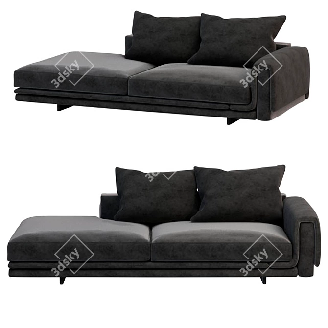 Underline Leather Sofa: Contemporary Comfort & Style 3D model image 1