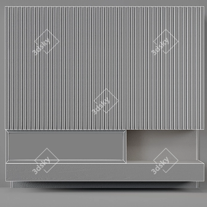 Modern Concrete Panel Fireplace 3D model image 3