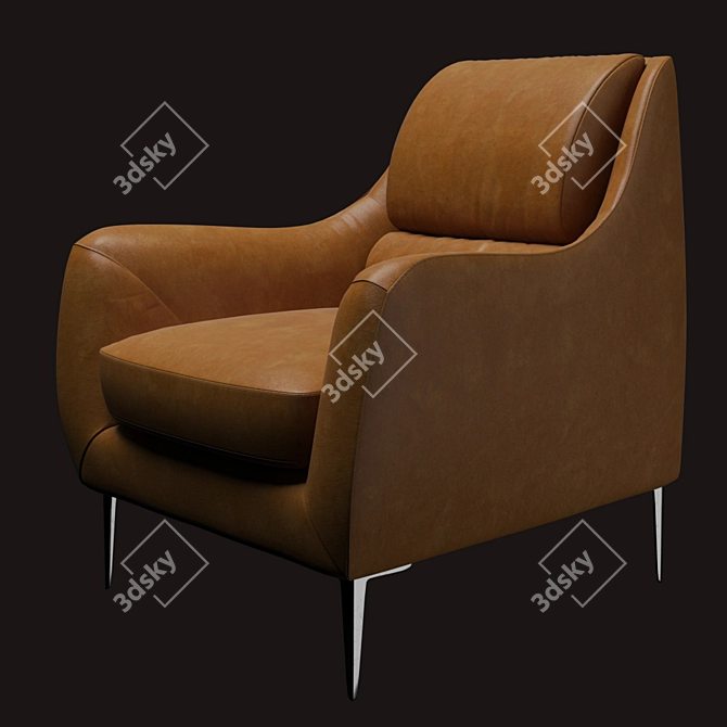 Elegant Brenda Leather Armchair 3D model image 2