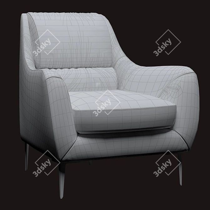 Elegant Brenda Leather Armchair 3D model image 3