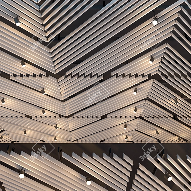 Suspended Ceiling Rack with Adjustable Lights 3D model image 1