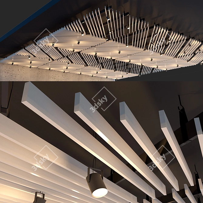 Suspended Ceiling Rack with Adjustable Lights 3D model image 3