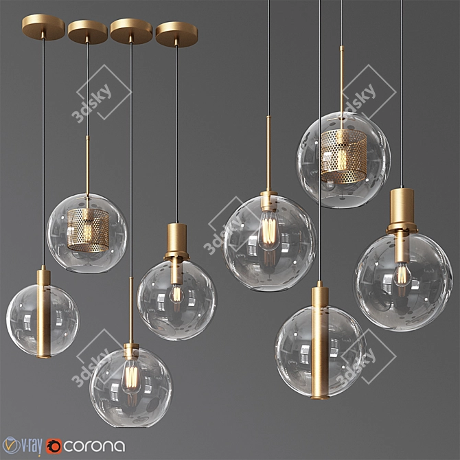 Elegant Pendant Light Collection - 4 Unique Types 3D model image 1