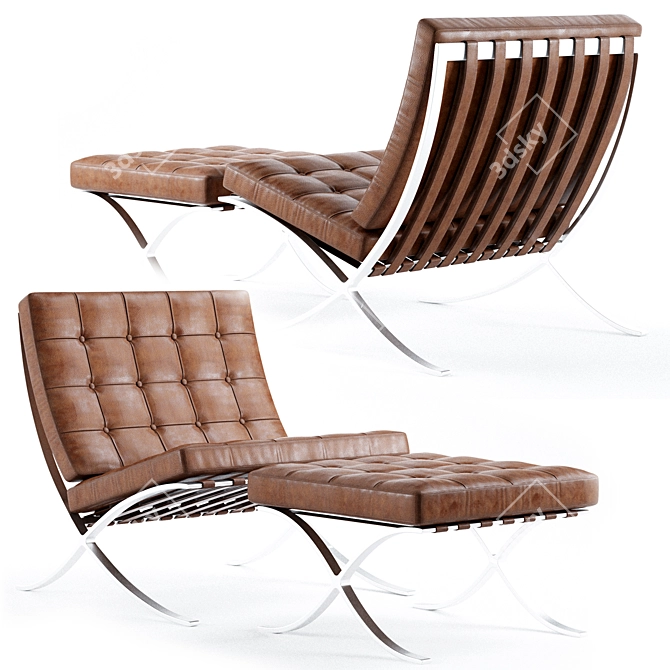 Elegant Knoll Barcelona Chair 3D model image 1