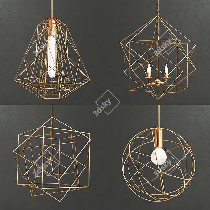 Elegant Geometric Pendant Collection 3D model image 1