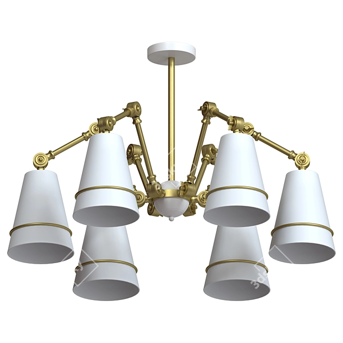 Golden Loft Ceiling Chandelier 3D model image 2