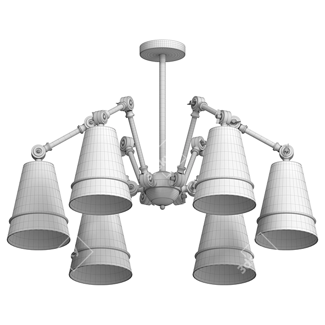 Golden Loft Ceiling Chandelier 3D model image 3