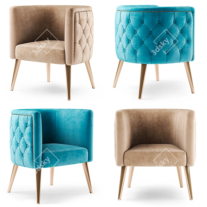 Golden Turquoise Garda Decor - Exquisite 48my Wall Art 3D model image 1