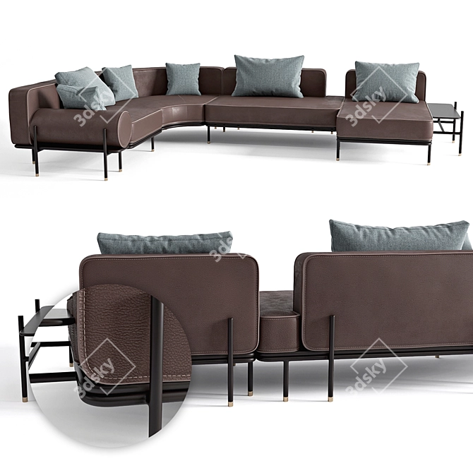 Italian Leather Modular Sofa: Selva 3D model image 1