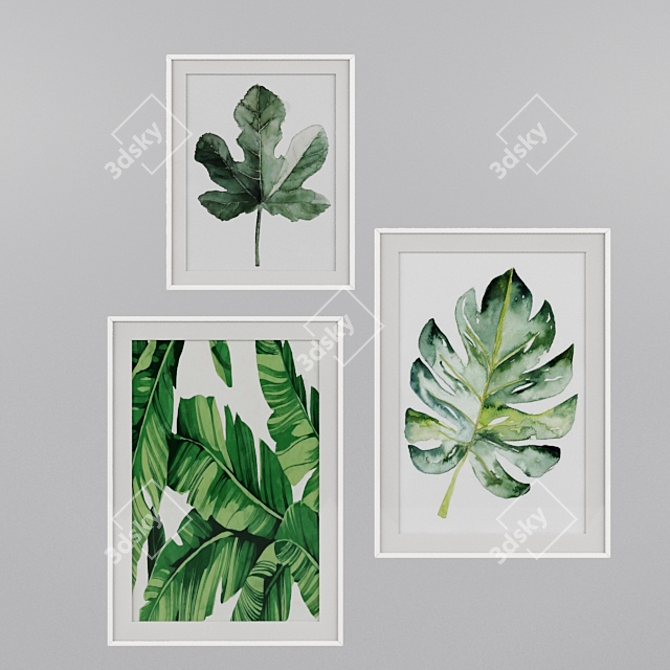 Nature's Canvas: Leaf Masterpiece 3D model image 1