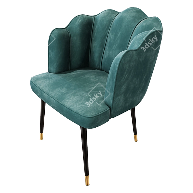 Elegant Savona Velvet Dining Chair 3D model image 2
