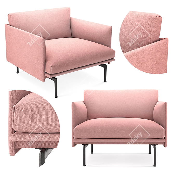 Muuto Outline Chair: Sleek and Sophisticated Seating 3D model image 1