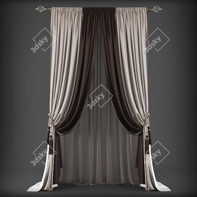 Polys 180871, Verts 183197: High-Quality Curtains 3D model image 1