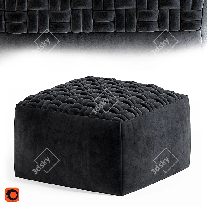 Luxurious Velvet Pouf: Stylish & Smart Living Addition 3D model image 1