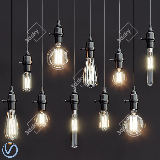 Retro Charm Pendant Lighting 3D model image 1