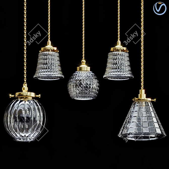 Elegant Glass Pendant Lamp 3D model image 1