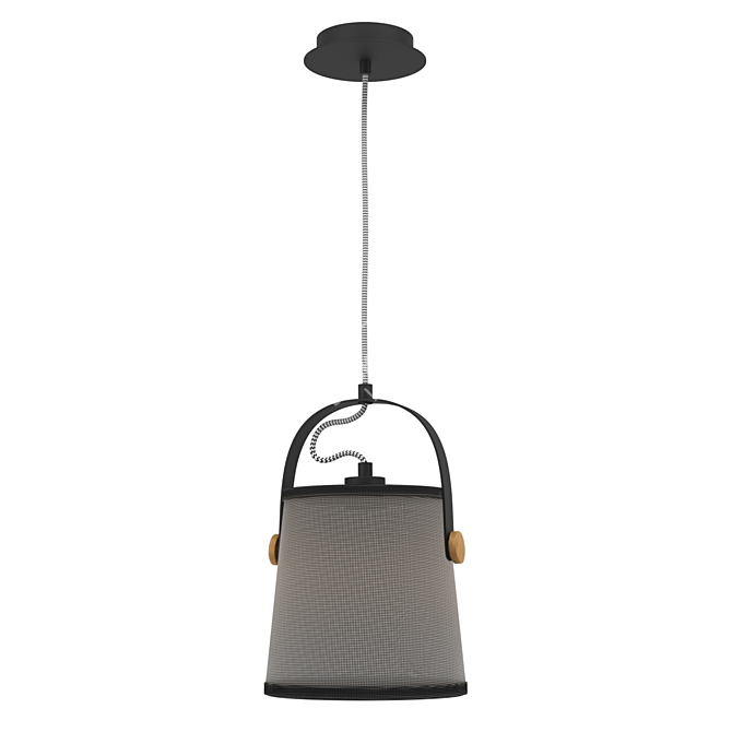 NORDICA 4927: Elegant Black/Dark Wood Chandelier 3D model image 1