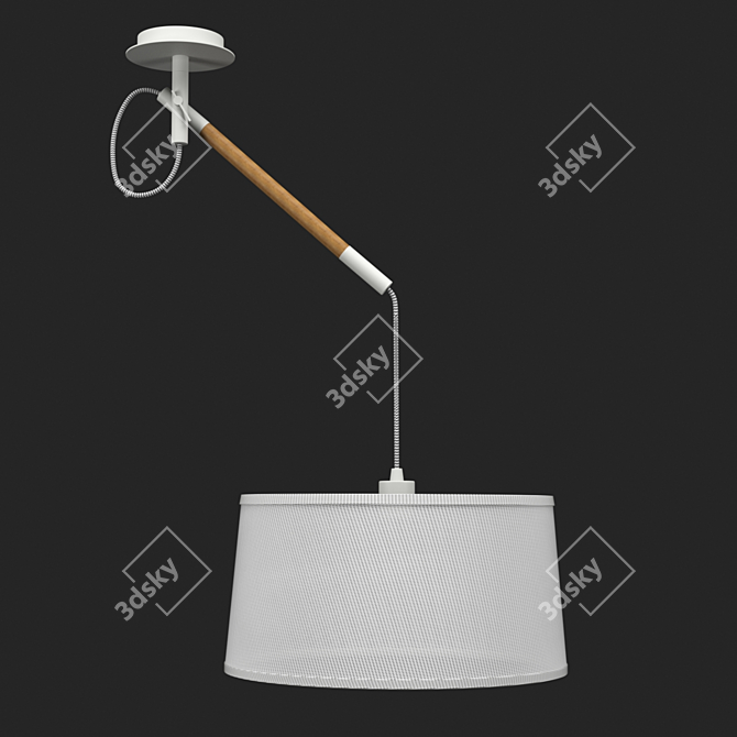NORDICA Chandelier: White Wood E27 Pendant 3D model image 1
