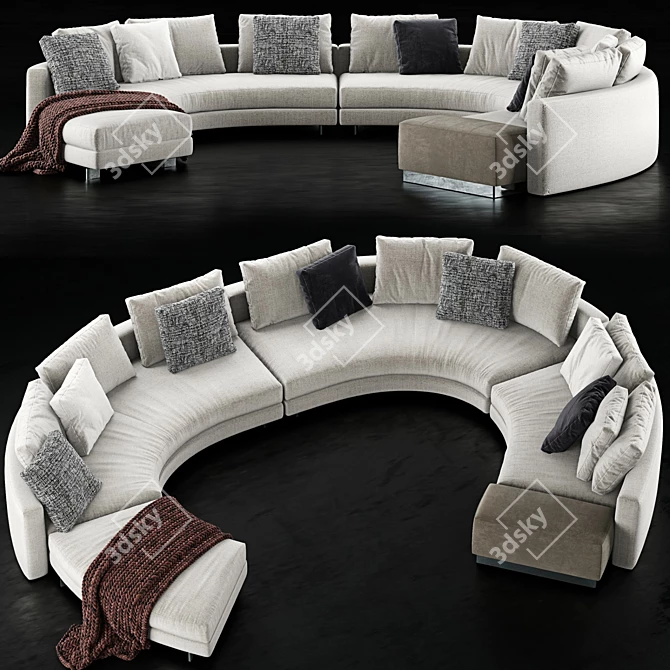 Modern Designer Minotti Daniels Sofa 3 3D model image 1