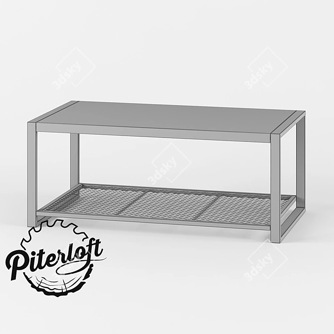 Industrial Wood Coffee Table 3D model image 2