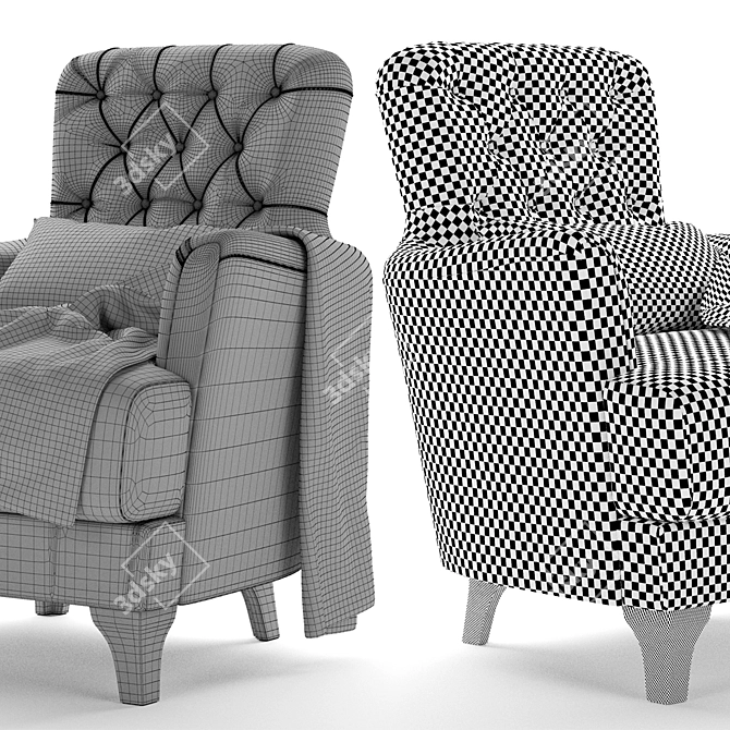 LIDS Blue Chair with Carriage Tie 3D model image 3