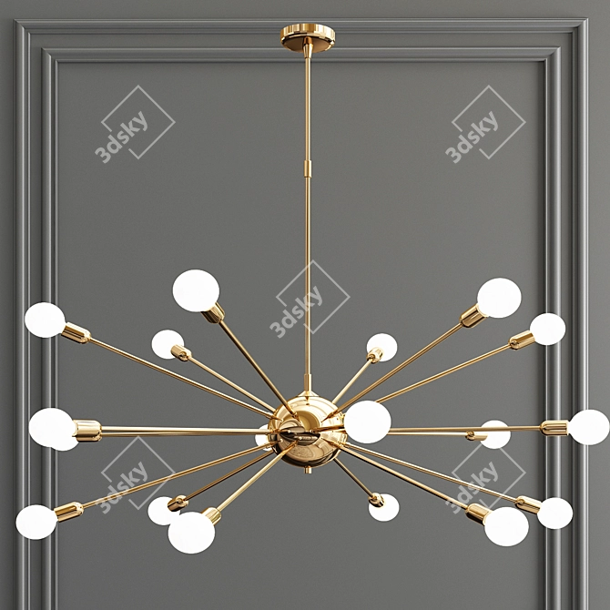 Stunning Atomic 18-Light Starburst Chandelier 3D model image 1
