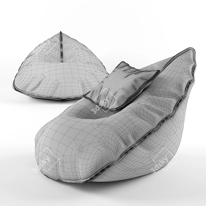 Sail Textured Pouf: Maximize Comfort 3D model image 2
