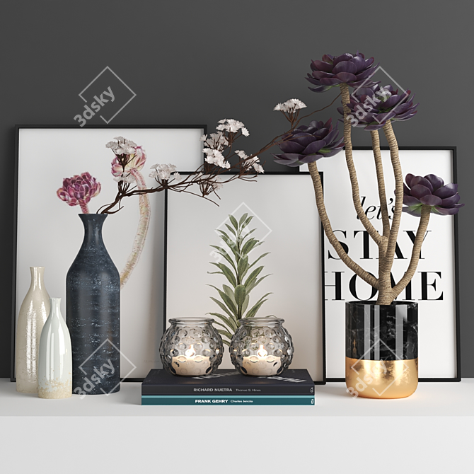 Artistic Aeonium: Exquisite Poly Design 3D model image 1