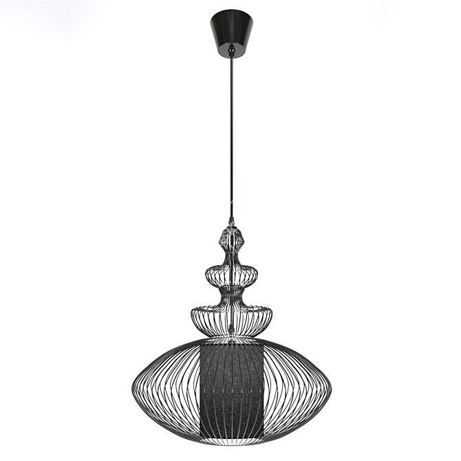Modern Pendant Lamp Nowodvorski Aida - Black Metal and Fabric 3D model image 1