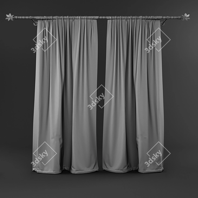 Hontis Blackout Curtains: Complete Set 3D model image 2