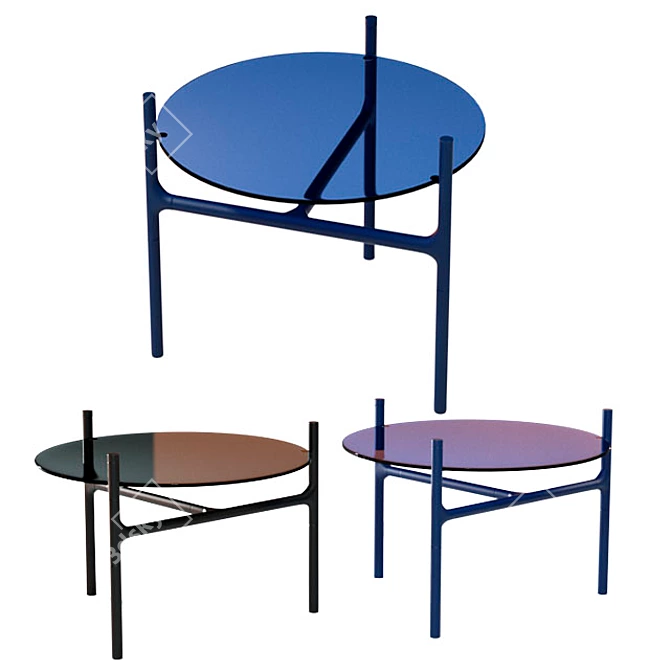 Modern Blue Glass Coffee Table 3D model image 1