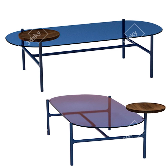 Modern Blue Glass Coffee Table 3D model image 2
