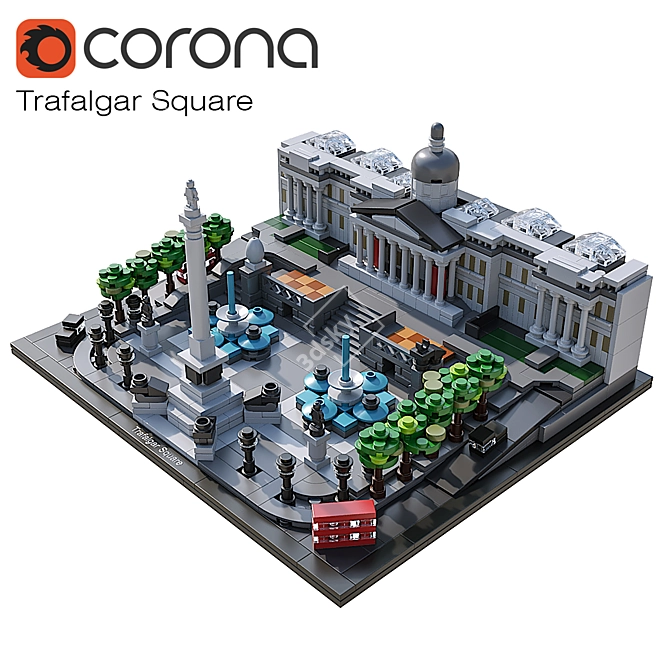 Lively Landmark: LEGO Trafalgar Square 3D model image 1