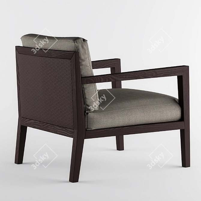 Elegant Solid Wood Armchair 3D model image 2