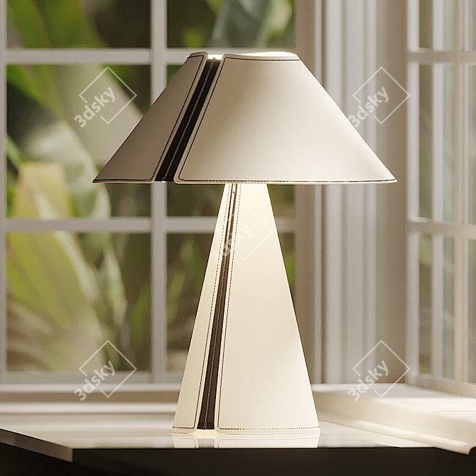 Sleek Leather Table Lamp 3D model image 4